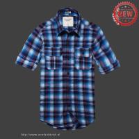 heren abercrombie fitch plaid lang overhemd lichtblauw rood wit Hete Verkoop 88cut429